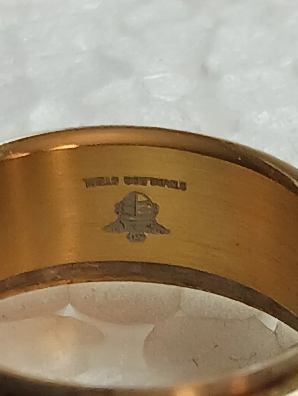 Gold Tone Stainless Steel Roman Numeral Band Ring Mens Sz 9.75